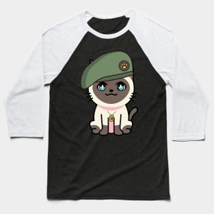 Green Beret Siamese cat Baseball T-Shirt